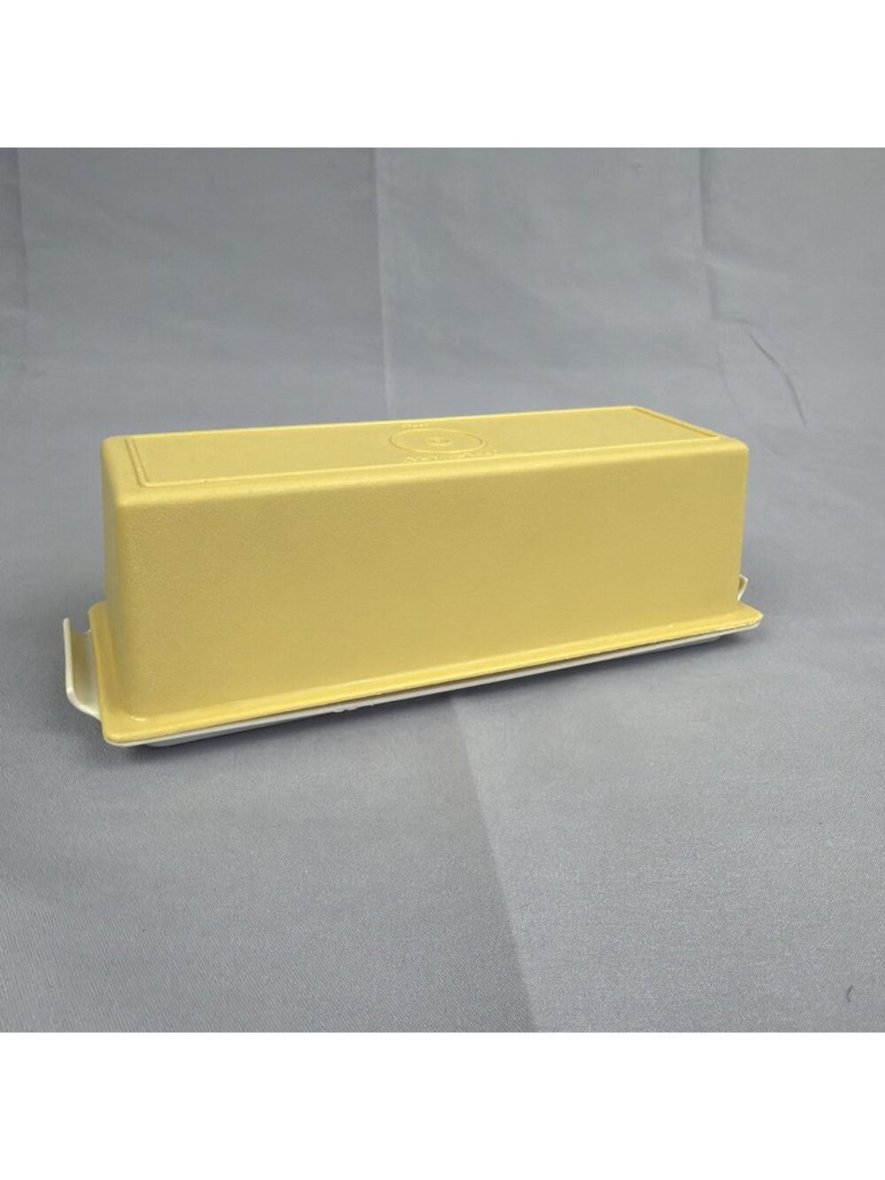VTG 70's Tupperware 636 637 Butter Dish Keeper Harvest Gold w/ Almond Base Retro